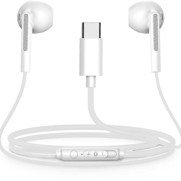 Bedrade Oordopjes - USB C aansluiting - Oortjes met draad en microfoon - Wit
