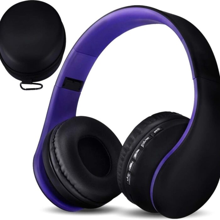 StayPowered Bluetooth Koptelefoon - HiFi Geluid voor Een Ongekende Muziekbeleving - Draadloos of Bekabeld - Ingebouwde Microfoon - Micro-SD en FM-Radio - Comfortabele Memory Foam Oorkussens - Zwart/Paars - Levering Sneller dan Aangegeven!