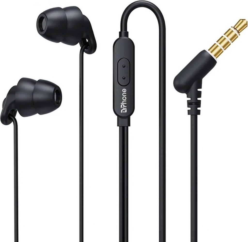 DrPhone SilencePro - Comfortabele 3.5mm Jack - In-Ear Oordoppen met Passieve Ruisonderdrukking en Kristalhelder Geluid - Zwart