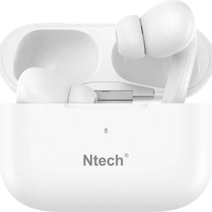 Ntech - draadloze oordopjes - Wit - met Active Noise Cancelling Fi5- bluetooth oortjes - Draadloze oortjes bluetooth