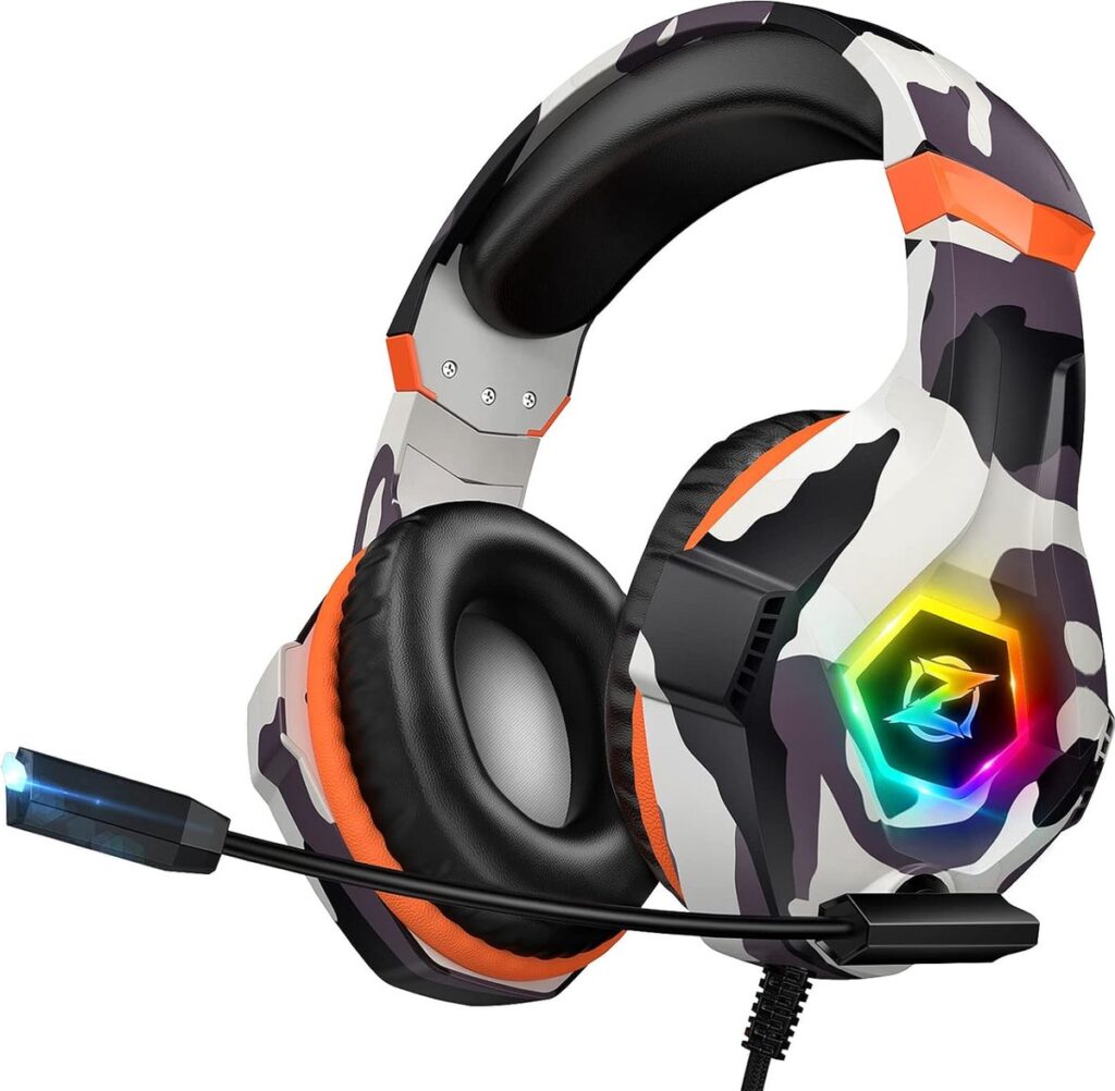 StayPowered Gaming Headset - Ultiem Surround Sound - Noise Cancelling Microfoon - Comfortabel en Duurzaam - Multiplatform Compatibel - RGB LED Verlichting - Stevige Gevlochten Kabel - Legerprint - Levering Sneller dan Aangegeven!