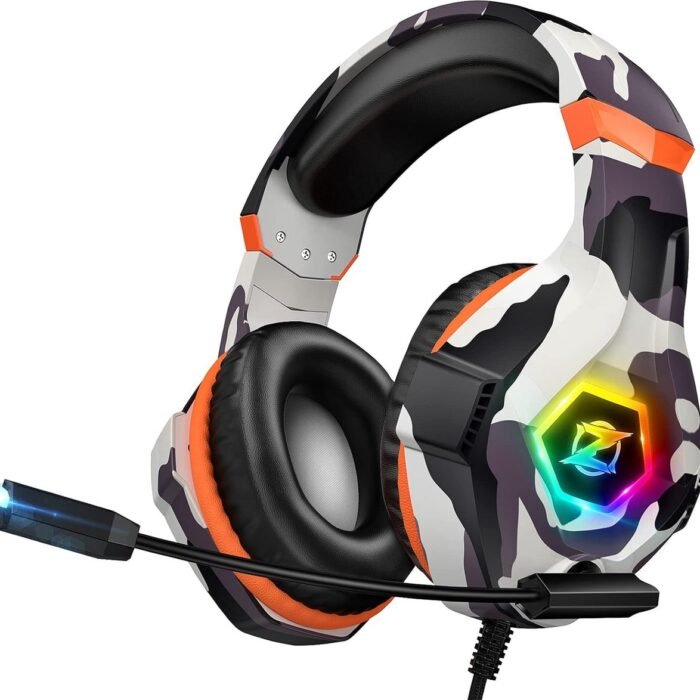 StayPowered Gaming Headset - Ultiem Surround Sound - Noise Cancelling Microfoon - Comfortabel en Duurzaam - Multiplatform Compatibel - RGB LED Verlichting - Stevige Gevlochten Kabel - Legerprint - Levering Sneller dan Aangegeven!