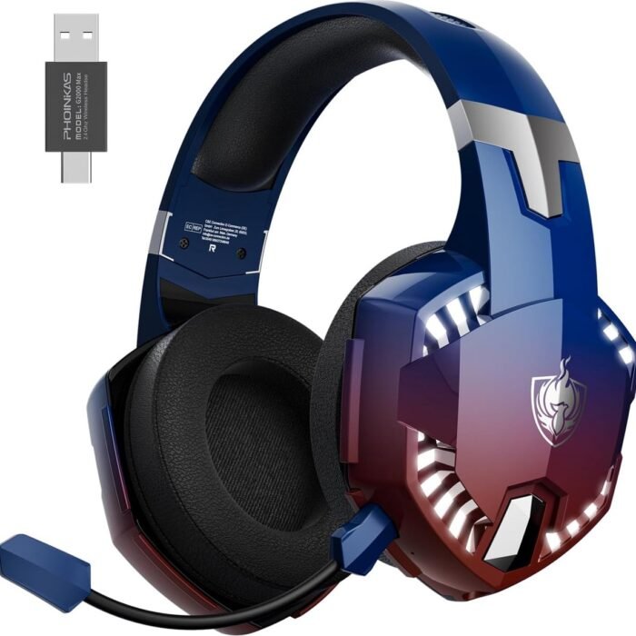 PHOINIKAS G2000 Max - 2.4GHz Draadloze Gaming Headset - met microfoon - Over-ear Koptelefoon - Nintendo Switch/PS4/PS5/PC - Verblindend blauw