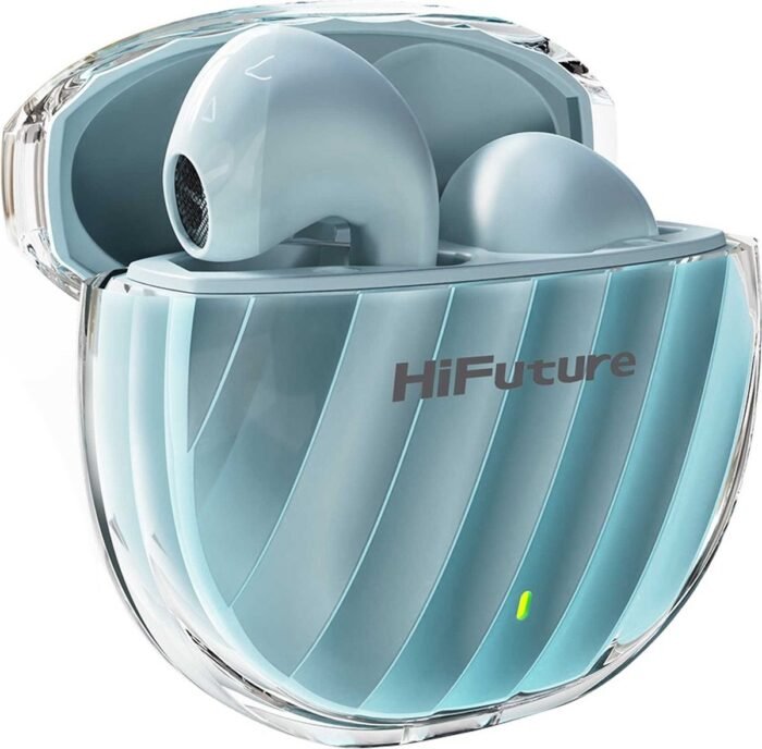 HiFuture Flybuds 3 Draadloze 5.3 Bluetooth in ear oordopjes, 4 Ingebouwde Microfoons met 30 uur speeltijd, IPX5 Waterdicht, Jogging- en Hardloopoordopjes, ENC-ruisonderdrukking voor Android en iOS, Kleur ( Blauw)