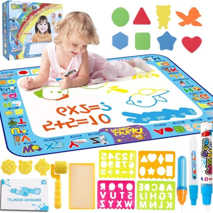 Extra Large Kids Aqua Water Drawing Mat - Age 3 4 5 6+ - Magic Water Pens - Reusable - 100×75cm