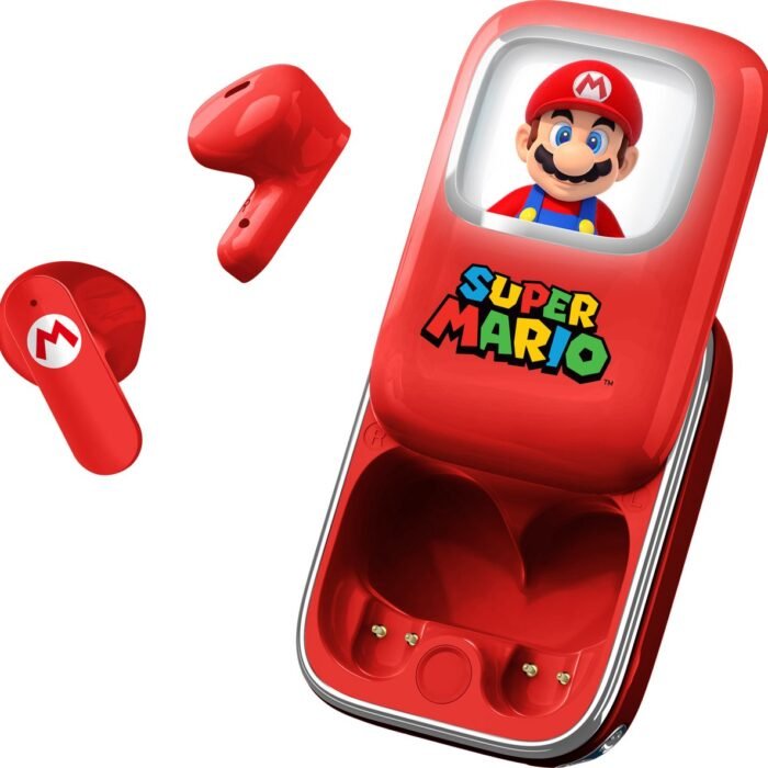 Super Mario - draadloze oordopjes - scherm met LED verlichting - met oplaadcase - touch control - lange batterijduur - TWS earpods bluetooth