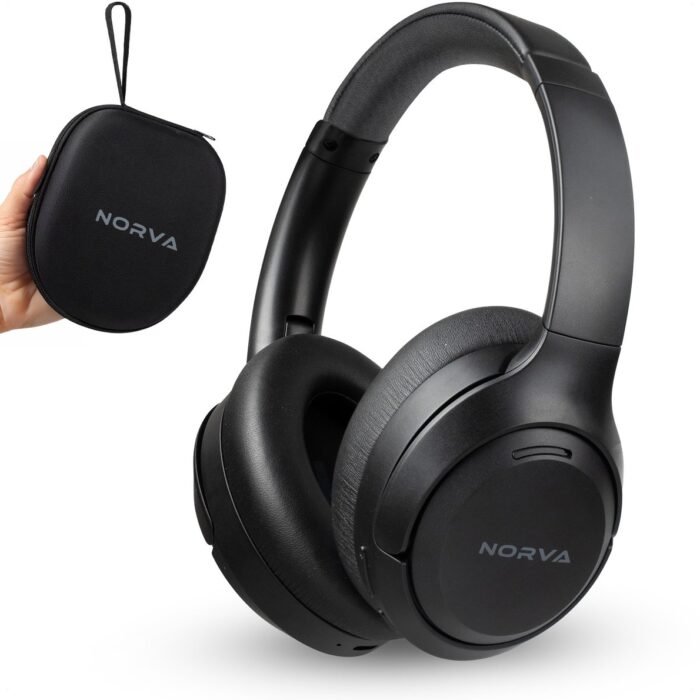 Norva - Draadloze Noise Cancelling Koptelefoon - Tot 60 uur batterij - Actieve noise cancelling tot 35dB - Opvouwbaar - Over-ear hoofdtelefoon - Inclusief opbergcase - Zwart