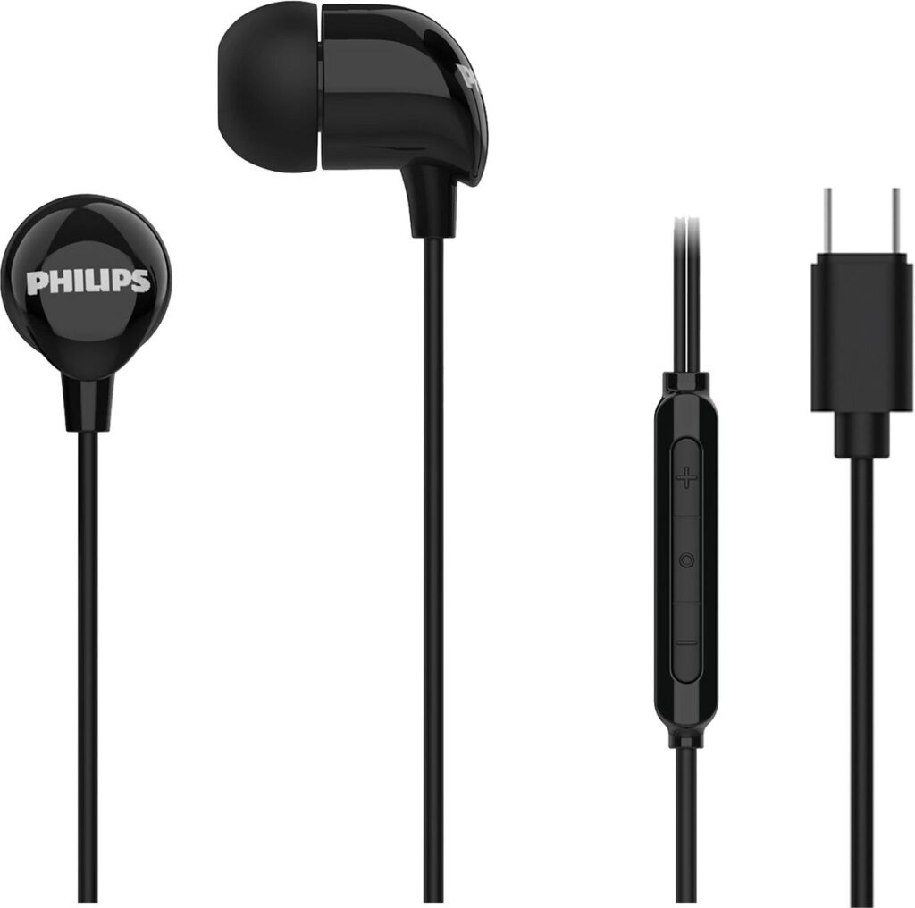 Philips In-Ear koptelefoon TAE1156BK - Clear Sound - Bekabeld - Remote met microfoon - USB-C - Zwart