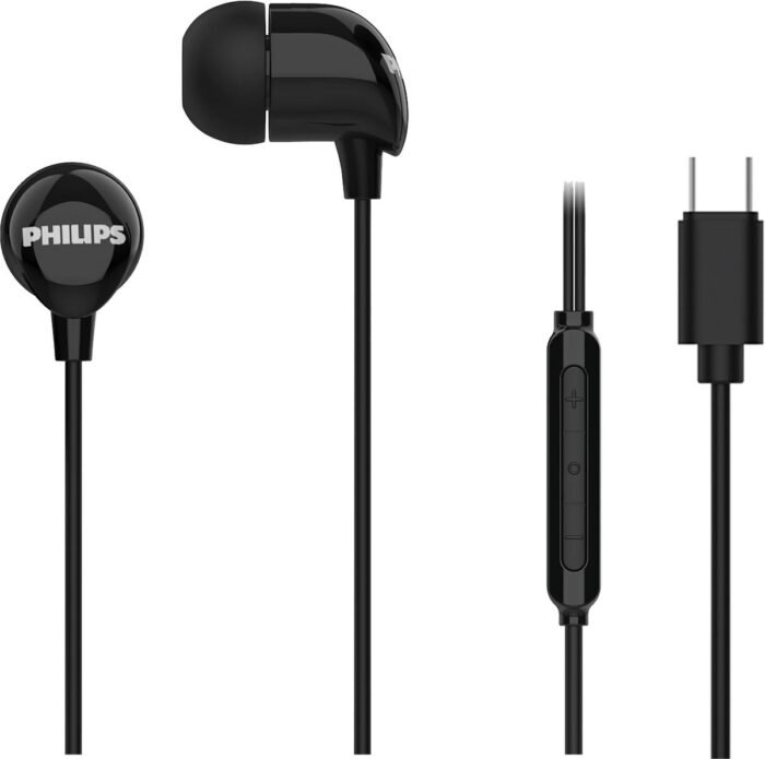 Philips In-Ear koptelefoon TAE1156BK - Clear Sound - Bekabeld - Remote met microfoon - USB-C - Zwart