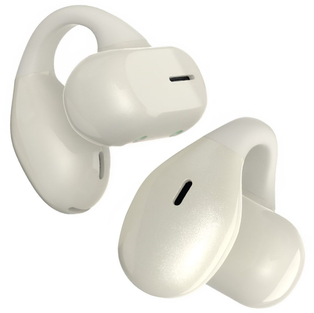 Xssive Open Ear Oortjes Beige | Draadloze Oordopjes met Oorhaak | Bluetooth 5.3 | Sport Oortjes Draadloos | Hardloop Oordopjes die Niet Uitvallen | IPX4 Waterbestendig