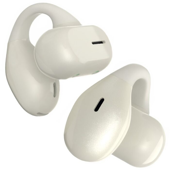 Xssive Open Ear Oortjes Beige | Draadloze Oordopjes met Oorhaak | Bluetooth 5.3 | Sport Oortjes Draadloos | Hardloop Oordopjes die Niet Uitvallen | IPX4 Waterbestendig