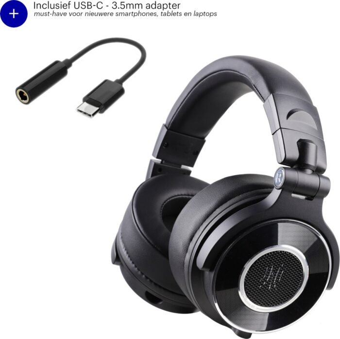 OneOdio Monitor 60 + USB-C naar 3.5mm adaptor