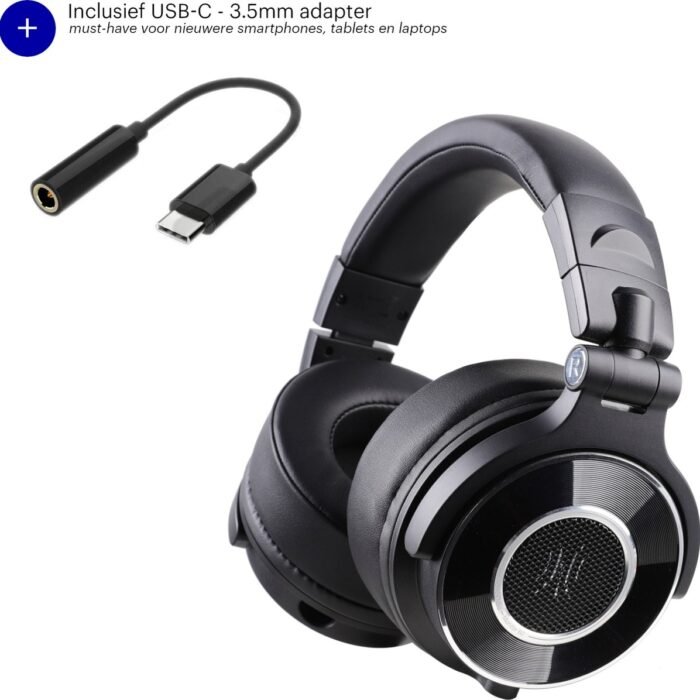 OneOdio Monitor 60 + USB-C naar 3.5mm adaptor