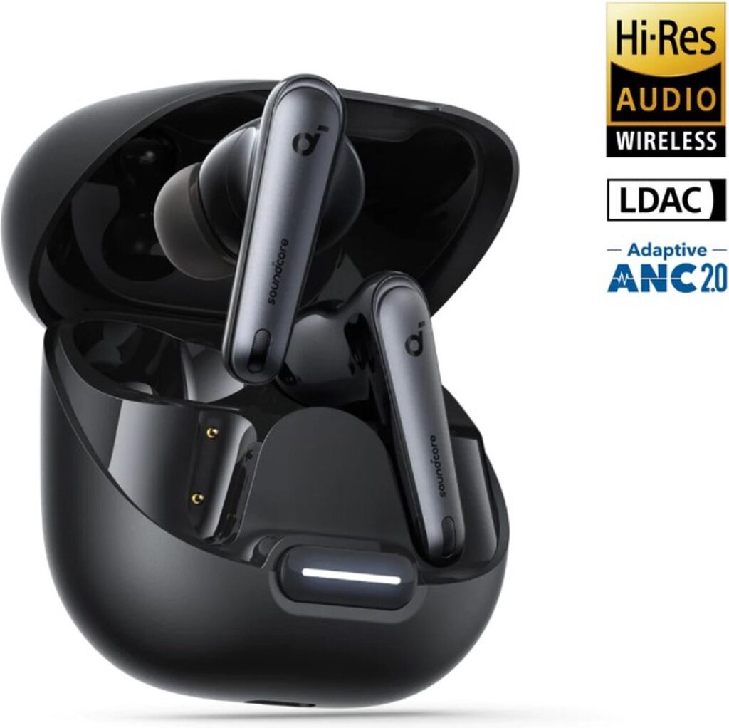 soundcore by Anker Liberty 4 NC Draadloze Oordopjes Zwart - Earbuds - Active Noise Cancelling tot 98.5%, Multipoint Connection, 50 uur accuduur, Bluetooth 5.3, IPX4 spatwaterbestendig, HiRes Certified