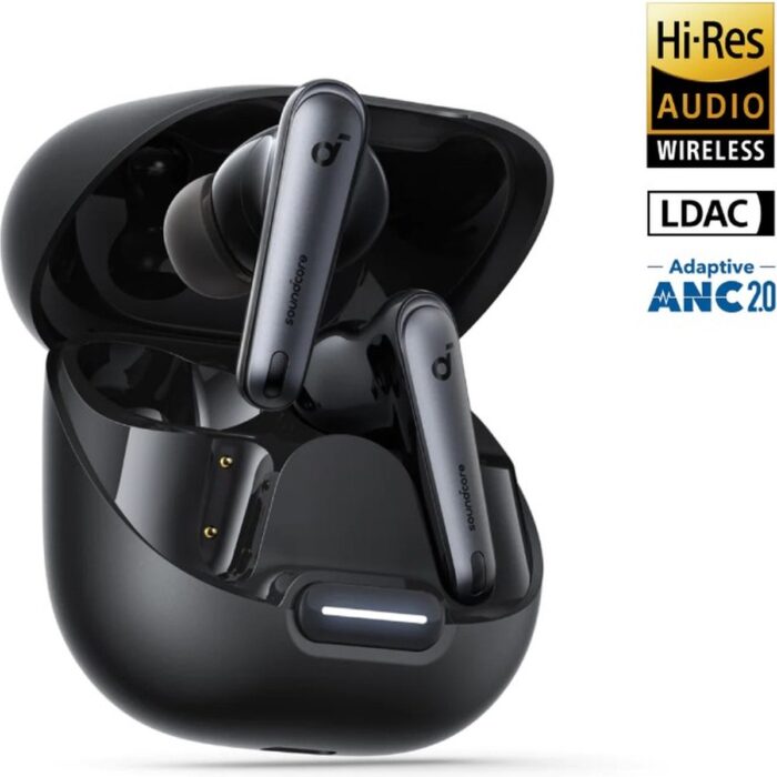 soundcore by Anker Liberty 4 NC Draadloze Oordopjes Zwart - Earbuds - Active Noise Cancelling tot 98.5%, Multipoint Connection, 50 uur accuduur, Bluetooth 5.3, IPX4 spatwaterbestendig, HiRes Certified