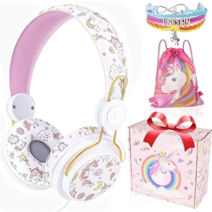 StayPowered Kinderheadset - Schattige Dinosaurusontwerp voor Comfortabel Luisterplezier! - Geïntegreerde Microfoon - Inclusief Geschenkdoos - Uitgebreide Volumecontrole - Schattig Cartoondesign - Wit - Levering Sneller dan Aangegeven!