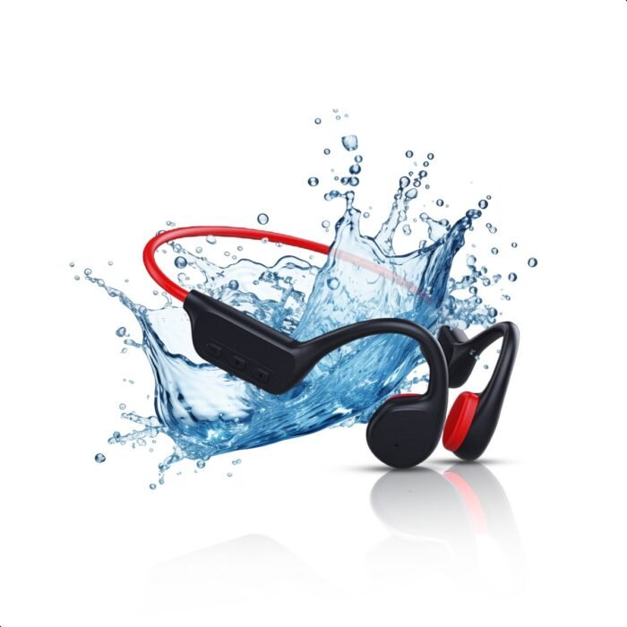 Tech Essentials® Hydro X10 - Bone Conduction Headphone - IPX8 Waterdicht - 32GB - Bluetooth V5.3/MP3 | Zwemmen - Koptelefoon - Draadloze Sport Oordopjes - Hardloop Oortjes - Headset - Zwart/Rood