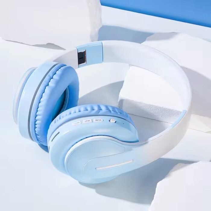 WizBay Premium Select® Headset met Microfoon HIFI Stereo - Headset Draadloos - HD Bluetooth Phone Call - Ingebouwde Microfoon - Superior 40mm Coil Sound -SD Card - Verstelbare Hoofdband - Soft Zuurstof doorlatend Ear Pads - Kleur Lichtblauw Wit