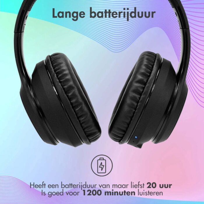 Koptelefoon met Katten Oortjes - Draadloze LED Verlichting - Zwart - Kinder koptelefoon - Bluetooth - Snel Laad Functie