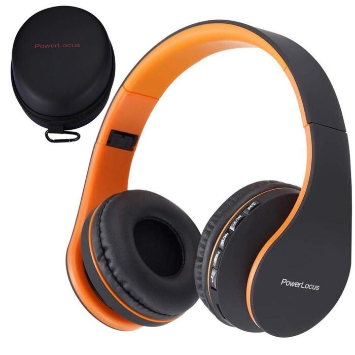 PowerLocus P1 Bluetooth Koptelefoon – Draadloos – Over Ear – Met Microfoon – Inklapbaar - incl. Hoes – Oranje