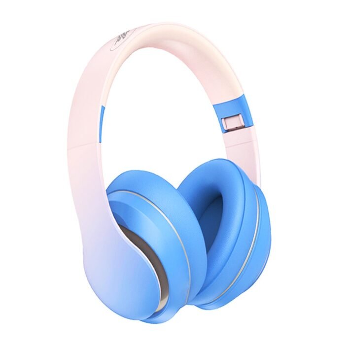 AngelTech Over Ear Kinderkoptelefoon – Hoofdtelefoon kinderen - Volume Begrensd – Draadloos – 20 Uur Speeltijd- Kinder Koptelefoon – Inclusief Audiodraad - Met Microfoon – Noise Cancelling – Blauw of Roze