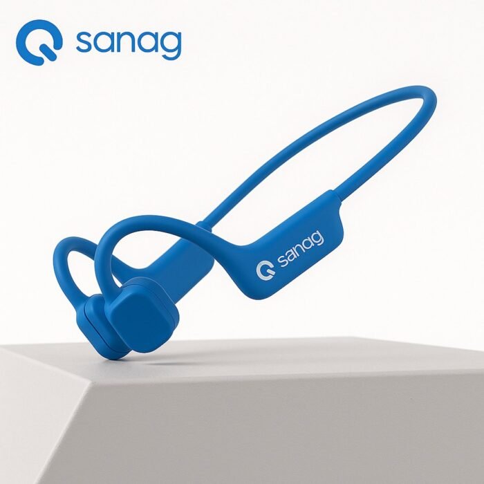 Bone Conduction Headphone – Bluetooth sporthoofdtelefoon – Draadloze Sport Oordopjes – Waterdicht & Lichtgewicht – Met Microfoon – Geschikt voor Hardlopen en Fietsen – Blauw