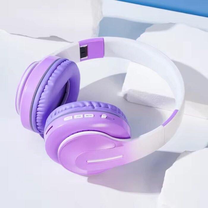 WizBay Premium Select® Headset met Microfoon - HIFI Stereo - HD Bluetooth Phone Call - Headset Draadloos - Superior 40mm Coil Sound -SD Card - Verstelbare Hoofdband - Soft Zuurstof doorlatend Ear Pads - Witte Buitenkant Met Lila Schelpen