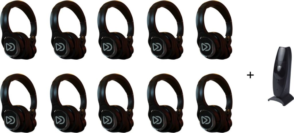 Dolly Digital set: 10x stuks type RD-Pro oplaadbare Silent Disco koptelefoons | Dolly Digital© original