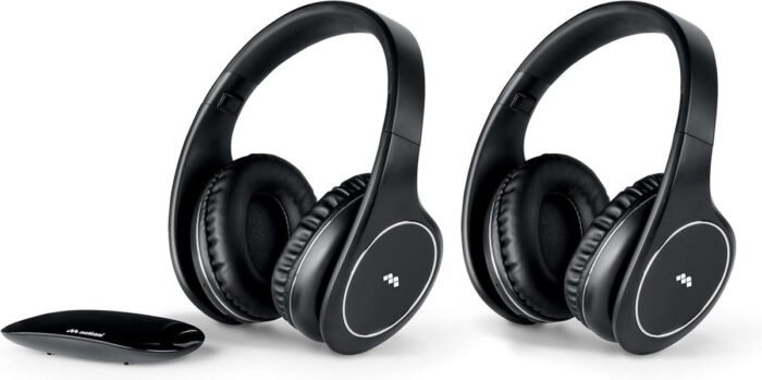 Meliconi HP Easy Digital Bundle - Koptelefoon - 2 Draadloze Stereo Headsets - Bedraad & draadloos via Transmitter - Zwart