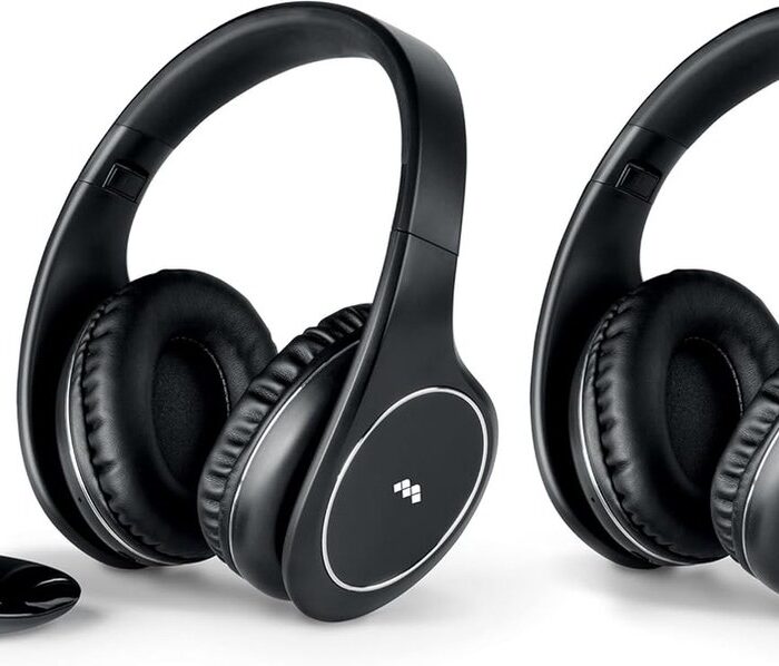 Meliconi HP Easy Digital Bundle - Koptelefoon - 2 Draadloze Stereo Headsets - Bedraad & draadloos via Transmitter - Zwart