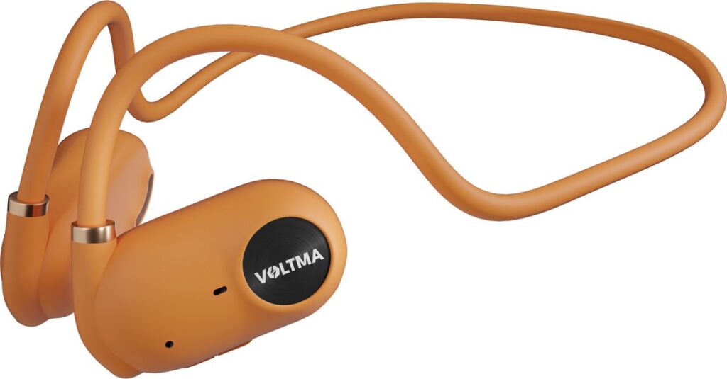 Voltma® Active Beats: Open Ear Hoofdtelefoon met Air Conduction, Bluetooth 5.3 Sport Headset, Koptelefoon IPX45 Waterdicht, 6 Uur Speeltijd, Snelladen, Open Ear Comfort Draadloze Oortjes voor Sport en Fitness, compatibel met Android, iOs (oranje)
