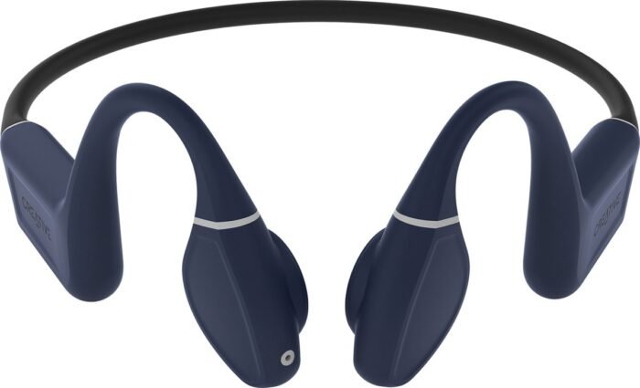 Creative Outlier Free Pro+ Bone-conduction-IPX8-sport hoofdtelefoon met Bluetooth 5.3, verstelbare conducties, geintegreerde 8 GB MP3-speler, tot 10 uur batterijduur, geintegreerde microfoon,waterdicht (blauw en zwart)