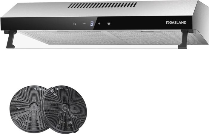Design Afzuigkap met Dubbele Motor - 60 cm, Stille Circulatie, 333 m³/h, Touch Control, Roestvrij Staal