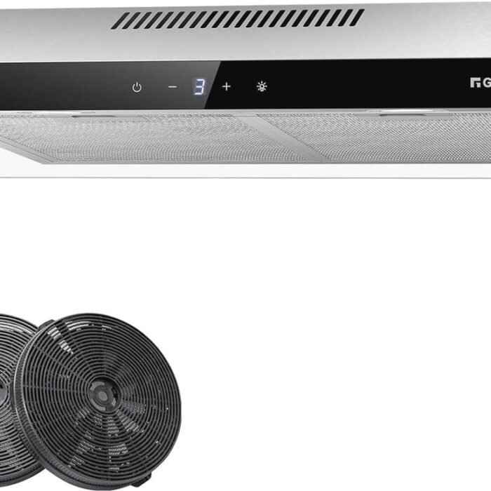 Design Afzuigkap met Dubbele Motor - 60 cm, Stille Circulatie, 333 m³/h, Touch Control, Roestvrij Staal