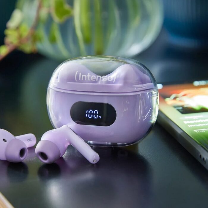 Hoofdtelefoon met microfoon INTENSO Buds Plus Paars