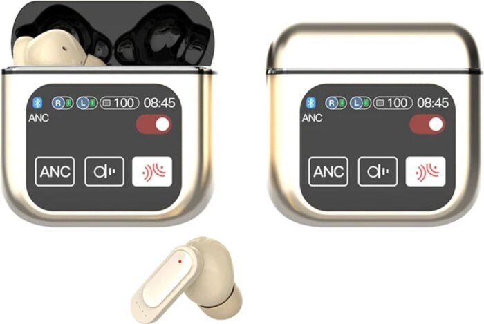 Otiume Draadloze Oordopjes - LCD Scherm Bluetooth Oortjes Wireless Earbuds Touchscreen Earphones - Goud