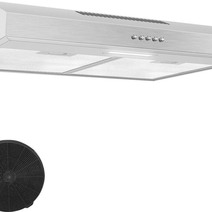 Onderbouw Afzuigkap 60 cm met Actieve Koolfilter en LED-licht - 201 m³/h Vermogen