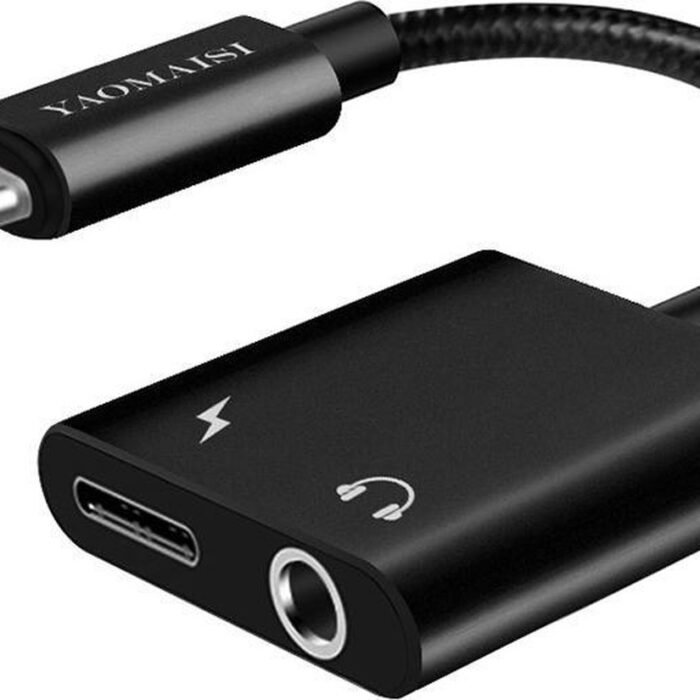 YAOMAISI Q17 12 cm 2,4 A-uitgang 3,5 mm vrouwelijk + USB-C / Type-C vrouwelijk naar USB-C / Type-C mannelijk opladen + audio-adapter, voor Galaxy S8 & S8 + / LG G6 / Huawei P10 & P10 Plus / Oneplus 5 / Xiaomi Mi6 & Max 2 en andere smartphones (zwart)