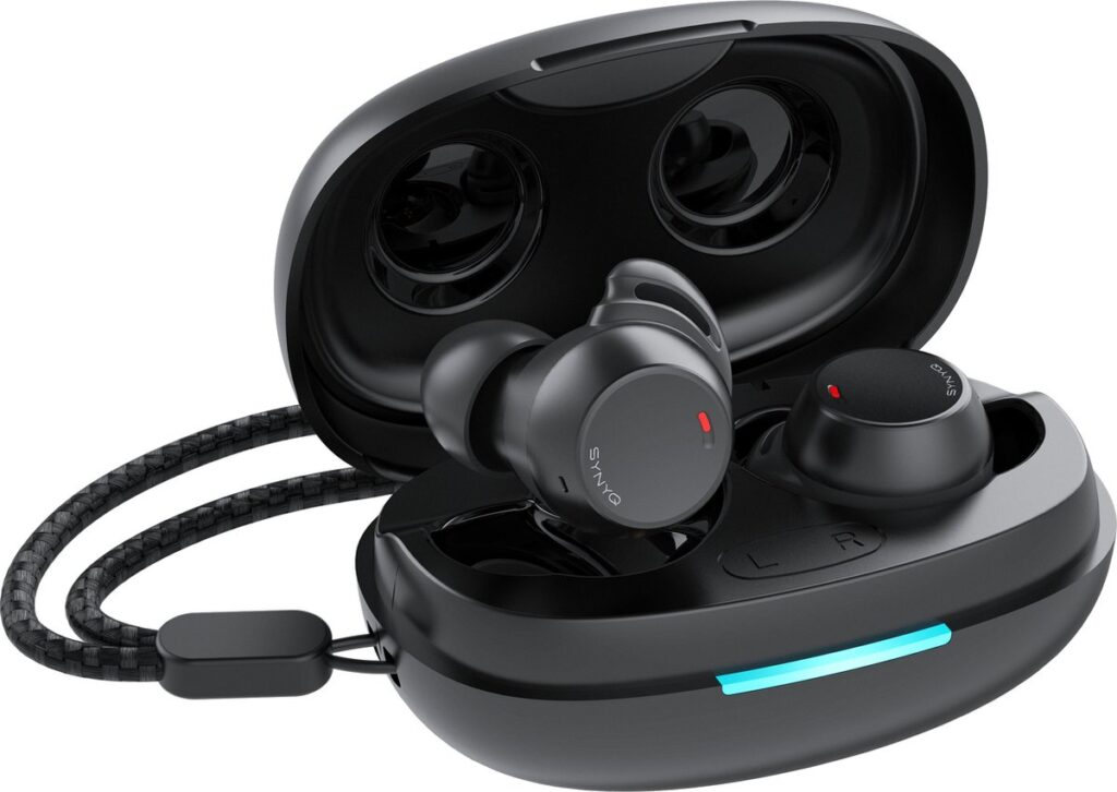 Synyq Aria Buds - Draadloze Oordopjes - Sport Oortjes - Hardloop Oortjes - Bluetooth oordopjes - Oortjes draadloos - Zwart - vaderdag cadeau