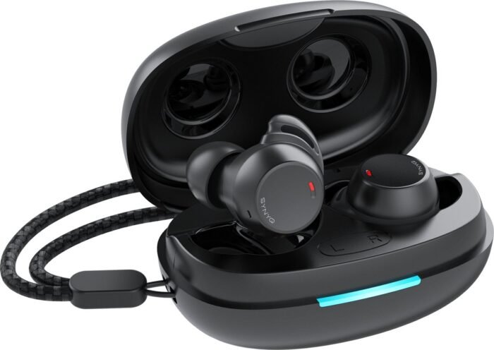 Synyq Aria Buds - Draadloze Oordopjes - Sport Oortjes - Hardloop Oortjes - Bluetooth oordopjes - Oortjes draadloos - Zwart - vaderdag cadeau