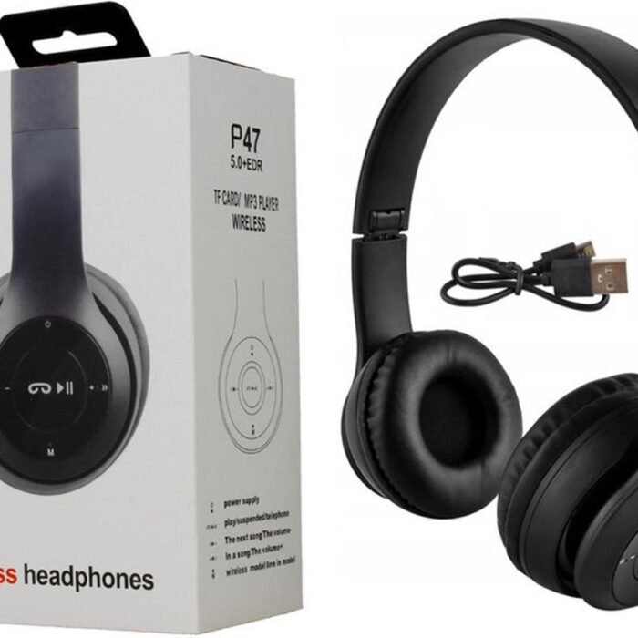 Draadloze hoofdtelefoon - p47 - bluetooth - microfoon - Handsfree - mp3 - bellen - zwart