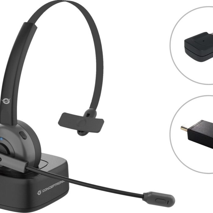 Conceptronic POLONA03BDA hoofdtelefoon/headset Hoofdtelefoons Draadloos Hoofdband Kantoor/callcenter Bluetooth Oplaadhouder Zwart