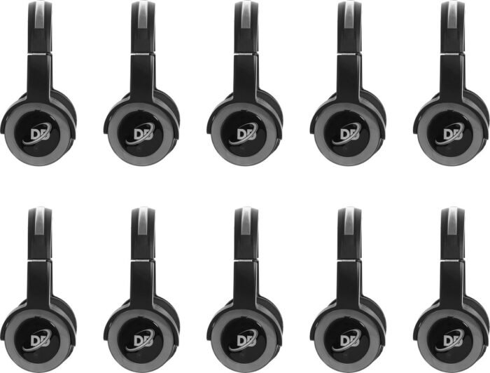 Set met 10 HD oplaadbare HiFi Silent Disco Headsets en T70 zender| Dolly Digital©