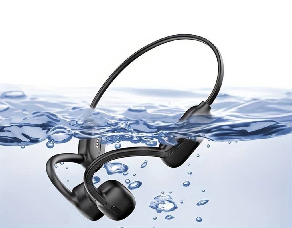 Bone Conduction headphone-Oordopjes draadloos- Sporthoofdtelefoon -5.3 Bluetooth Koptelefoon - IPX8 Waterproof Wireless Headset Diepe waterdichte -MP3-32Ggeheugenkaart-Zwart