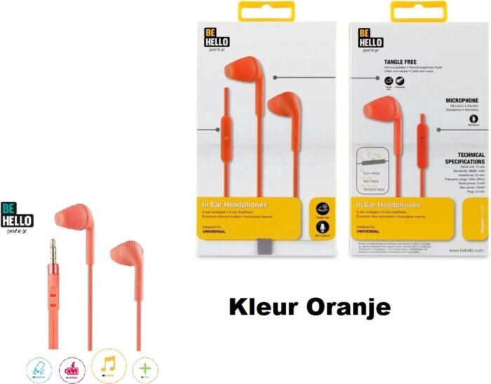BeHello Oordopjes met afstandsbediening 3.5mm - Rood