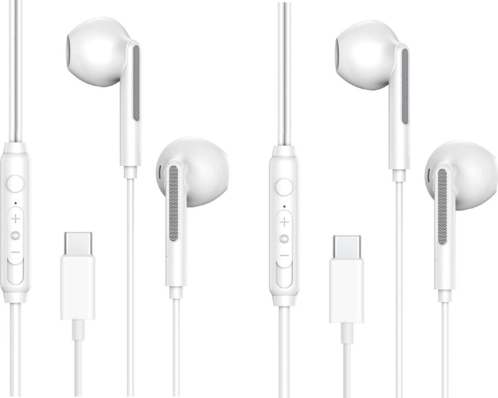 2x Bedrade Oordopjes - Oortjes met Draad en Microfoon - Earbuds met USB-C aansluiting - Wit