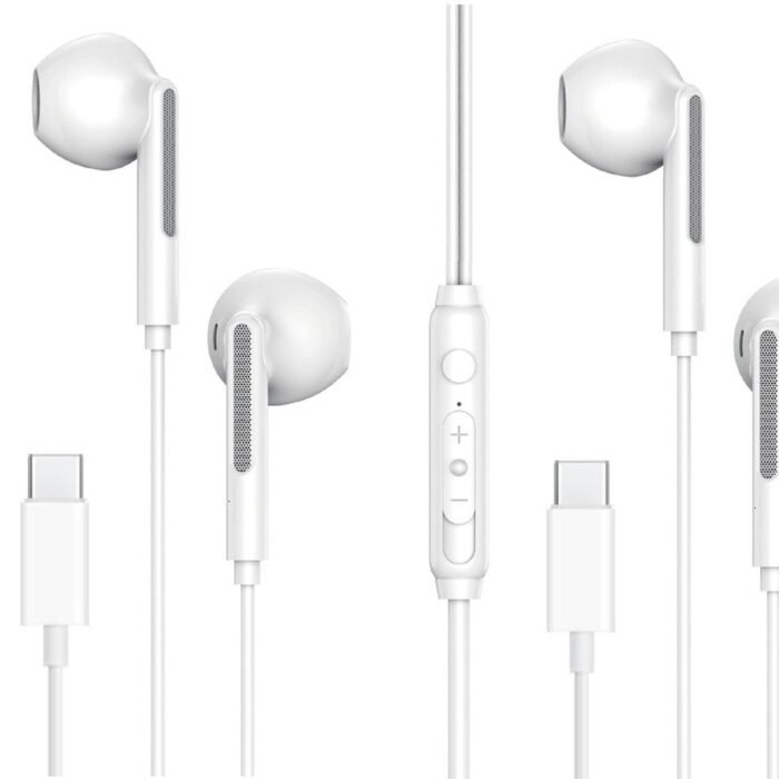 2x Bedrade Oordopjes - Oortjes met Draad en Microfoon - Earbuds met USB-C aansluiting - Wit