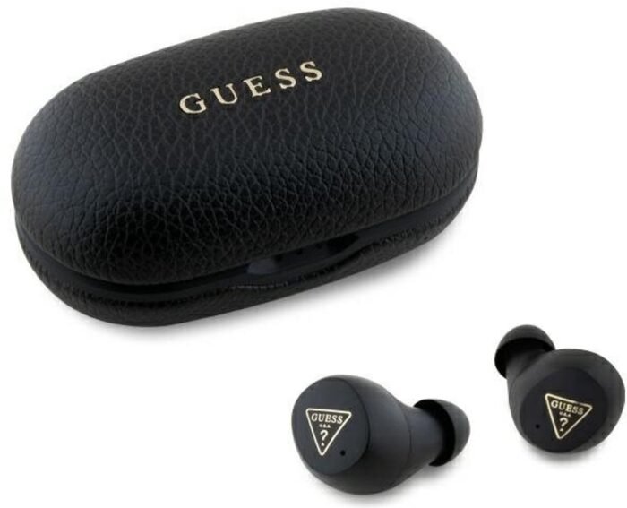 Guess - Grained Classic Logo - Bluetooth Headphones / Oordopjes - TWS + Docking Station - Zwart