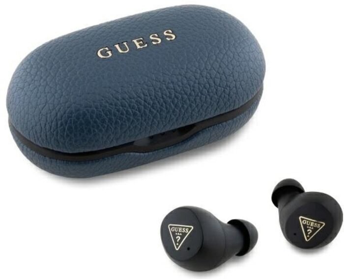 Guess - Grained Classic Logo - Bluetooth Headphones / Oordopjes - TWS + Docking Station - Blauw