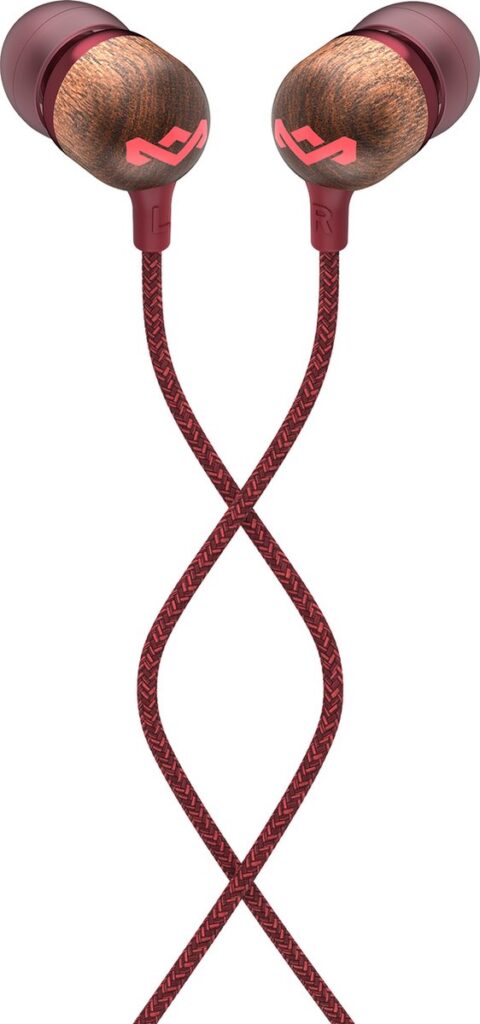 House of Marley Smile Jamaica Red oortjes met draad - oordopjes met microfoon en 1knopsbediening
